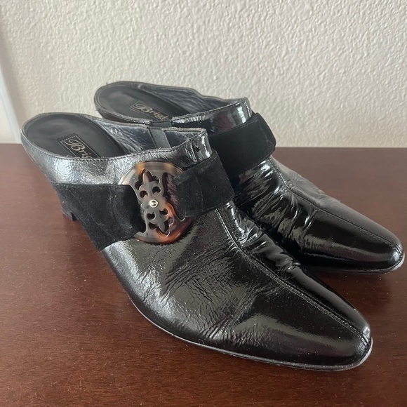 Brighton Patent Leather Rococo Mule 3" Sz 9.5 - Picture 2 of 9